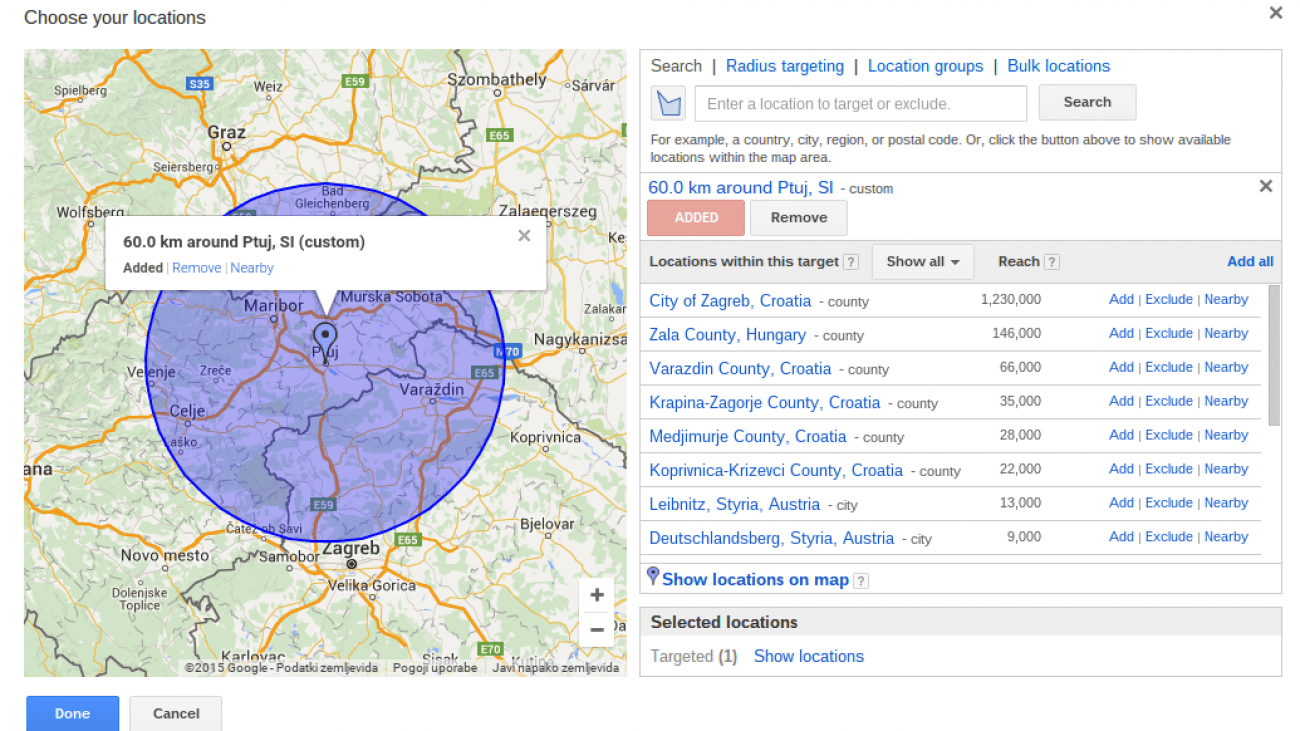 digitalno oglaševanje po območjih