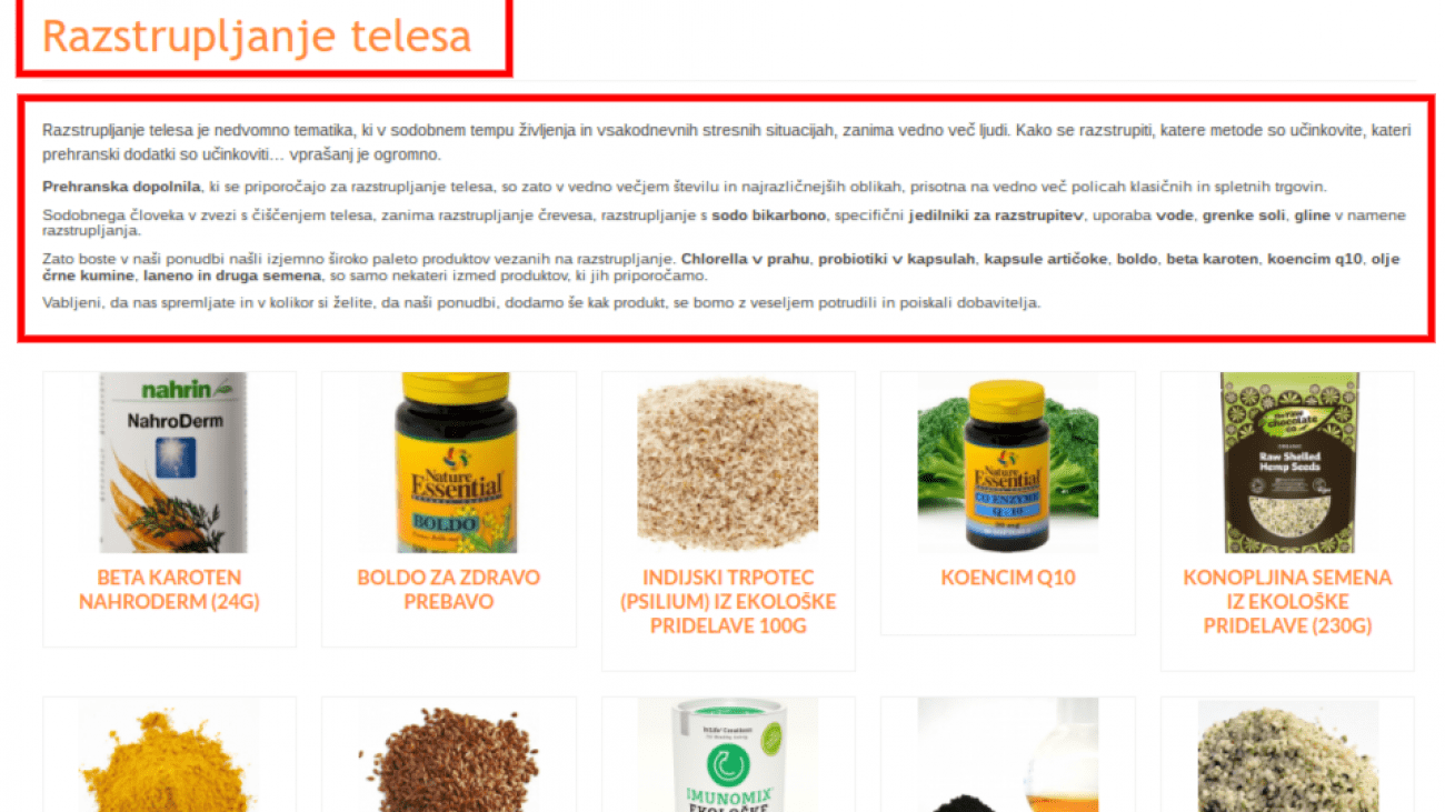 optimizacija kategorij