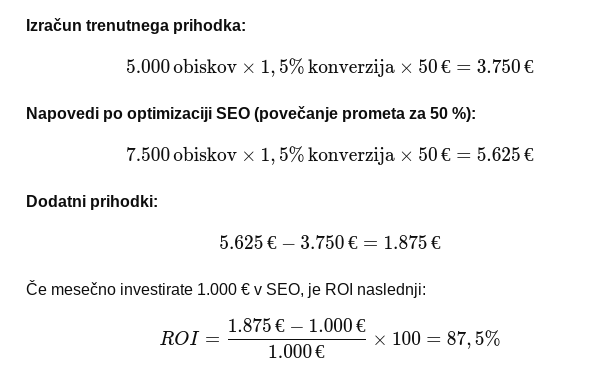 primer povrnitve stroškov v seo